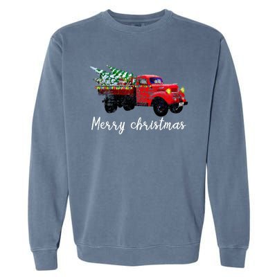 Merry Christmas Truck Garment-Dyed Sweatshirt