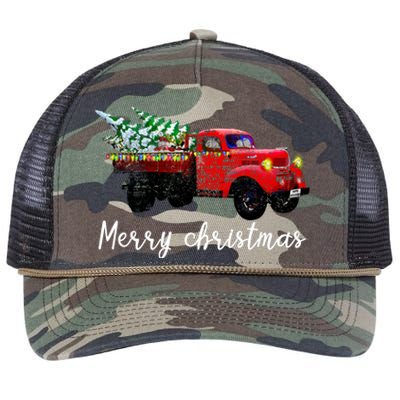 Merry Christmas Truck Retro Rope Trucker Hat Cap