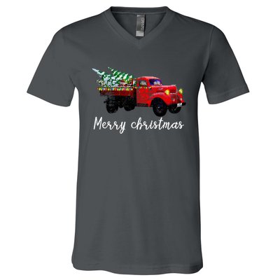 Merry Christmas Truck V-Neck T-Shirt