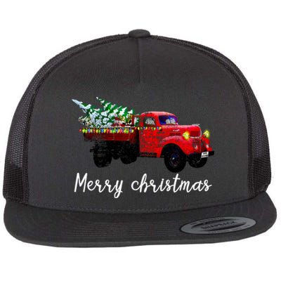 Merry Christmas Truck Flat Bill Trucker Hat