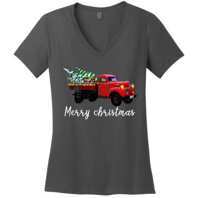 Merry Christmas Truck Women's V-Neck T-Shirt