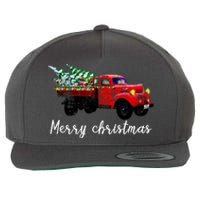 Merry Christmas Truck Wool Snapback Cap