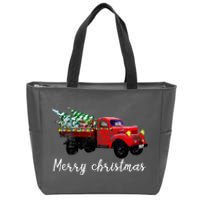 Merry Christmas Truck Zip Tote Bag