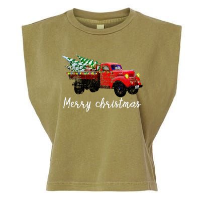 Merry Christmas Truck Garment-Dyed Women's Muscle Tee