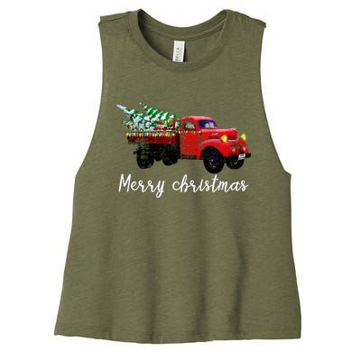 Merry Christmas Truck Women's Racerback Cropped Tank