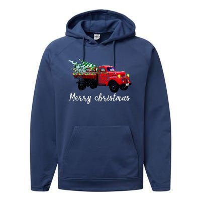 Merry Christmas Truck Performance Fleece Hoodie