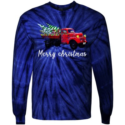 Merry Christmas Truck Tie-Dye Long Sleeve Shirt