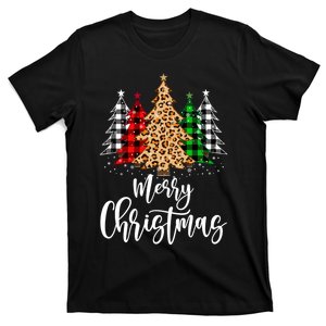 Merry Christmas Tree Xmas Buffalo Plaid Red White Green T-Shirt