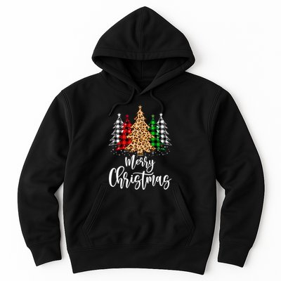 Merry Christmas Tree Xmas Buffalo Plaid Red White Green Hoodie