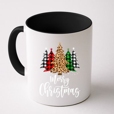 Merry Christmas Tree Xmas Buffalo Plaid Red White Green Mug