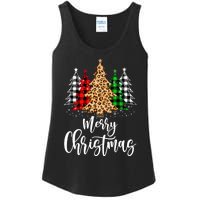 Merry Christmas Tree Xmas Buffalo Plaid Red White Green Ladies Essential Tank