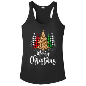 Merry Christmas Tree Xmas Buffalo Plaid Red White Green Ladies PosiCharge Competitor Racerback Tank