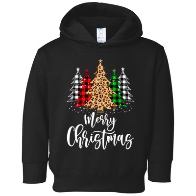 Merry Christmas Tree Xmas Buffalo Plaid Red White Green Toddler Hoodie