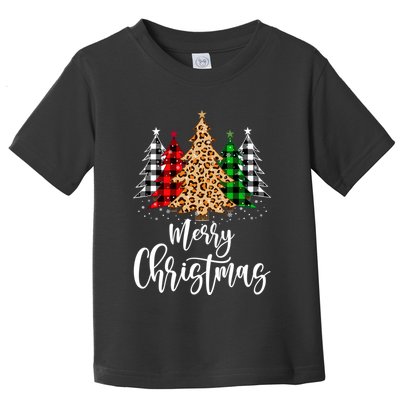Merry Christmas Tree Xmas Buffalo Plaid Red White Green Toddler T-Shirt