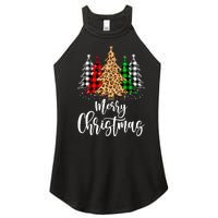 Merry Christmas Tree Xmas Buffalo Plaid Red White Green Women's Perfect Tri Rocker Tank