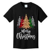 Merry Christmas Tree Xmas Buffalo Plaid Red White Green Kids T-Shirt