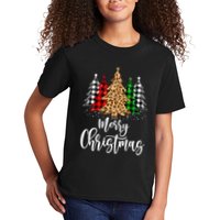 Merry Christmas Tree Xmas Buffalo Plaid Red White Green Kids T-Shirt