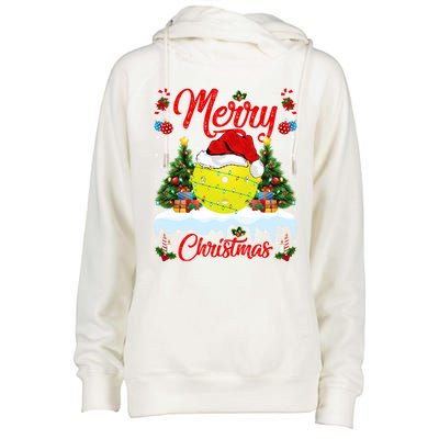 Merry Christmas Tree Pickleball Ugly Sweater Pickleball Xmas Gift Womens Funnel Neck Pullover Hood