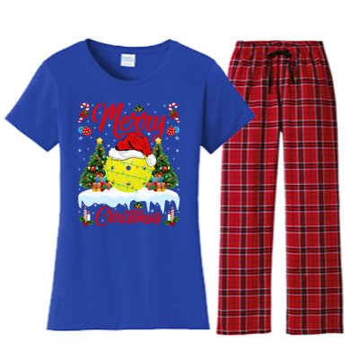 Merry Christmas Tree Pickleball Ugly Sweater Pickleball Xmas Gift Women's Flannel Pajama Set