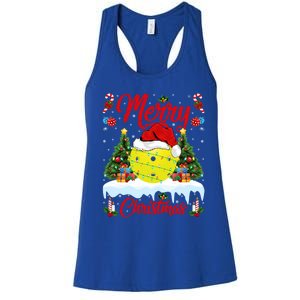 Merry Christmas Tree Pickleball Ugly Sweater Pickleball Xmas Gift Women's Racerback Tank