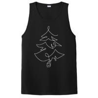 Minimalist Christmas Tree Line Art Holiday PosiCharge Competitor Tank