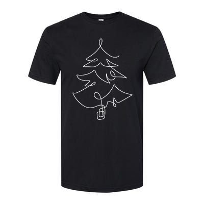 Minimalist Christmas Tree Line Art Holiday Softstyle CVC T-Shirt