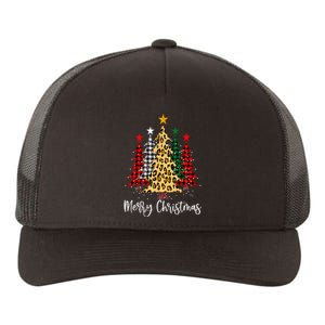 Merry Christmas Tree Buffalo Plaid Red White Green Christmas Yupoong Adult 5-Panel Trucker Hat