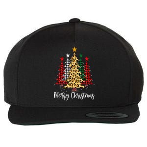 Merry Christmas Tree Buffalo Plaid Red White Green Christmas Wool Snapback Cap