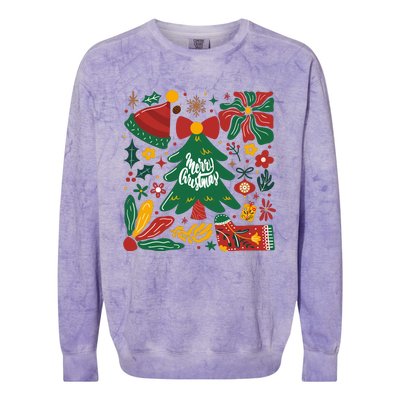 Merry Christmas Tree Merry And Bright Colorblast Crewneck Sweatshirt