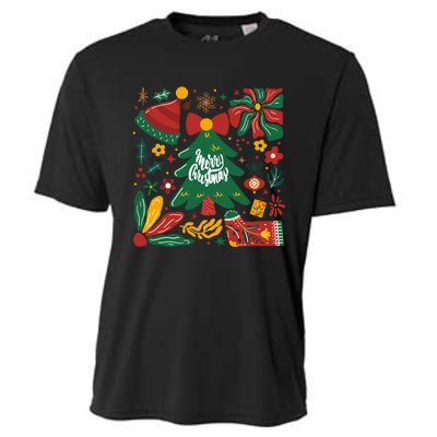 Merry Christmas Tree Merry And Bright Cooling Performance Crew T-Shirt