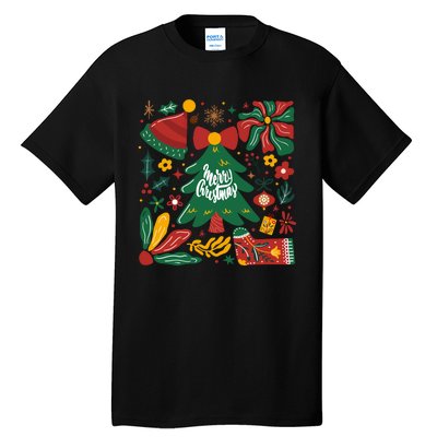 Merry Christmas Tree Merry And Bright Tall T-Shirt