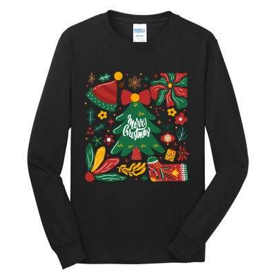 Merry Christmas Tree Merry And Bright Tall Long Sleeve T-Shirt