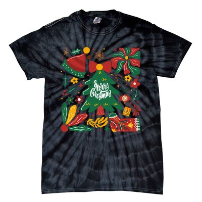 Merry Christmas Tree Merry And Bright Tie-Dye T-Shirt