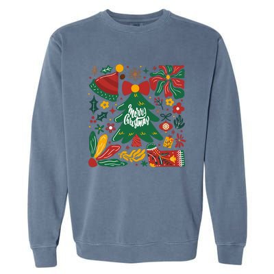 Merry Christmas Tree Merry And Bright Garment-Dyed Sweatshirt