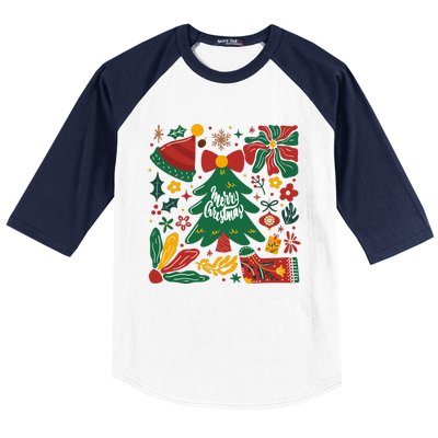 Merry Christmas Tree Merry And Bright Baseball Sleeve Shirt