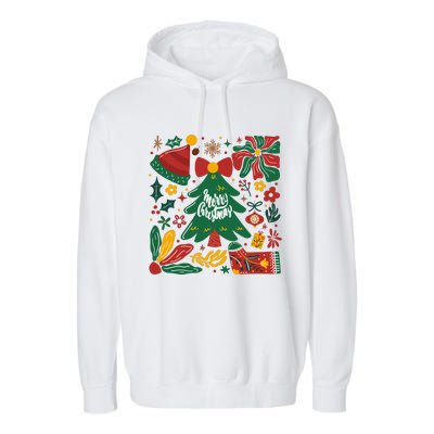 Merry Christmas Tree Merry And Bright Garment-Dyed Fleece Hoodie