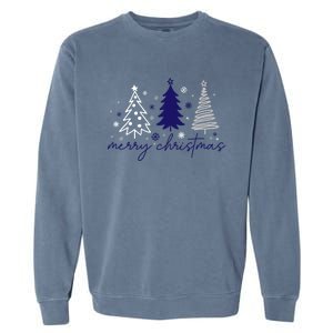 Merry Christmas Trees Winter Snow Snowflakes Girly Garment-Dyed Sweatshirt