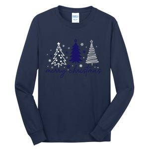 Merry Christmas Trees Winter Snow Snowflakes Girly Tall Long Sleeve T-Shirt