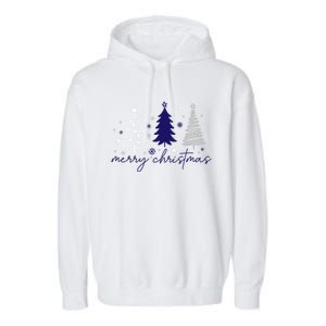 Merry Christmas Trees Winter Snow Snowflakes Girly Garment-Dyed Fleece Hoodie