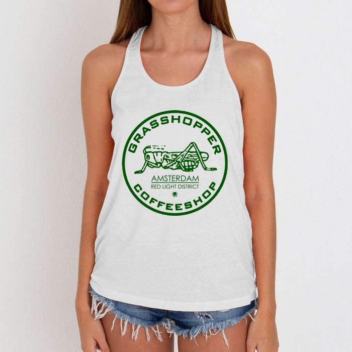 Marijuana Cafe T Shirt Amsterdam T Shirt Pot Logo T Shirt Weed T Shirt Women's Knotted Racerback Tank