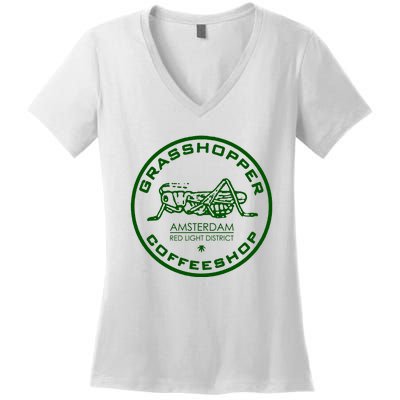 Marijuana Cafe T Shirt Amsterdam T Shirt Pot Logo T Shirt Weed T Shirt Women's V-Neck T-Shirt