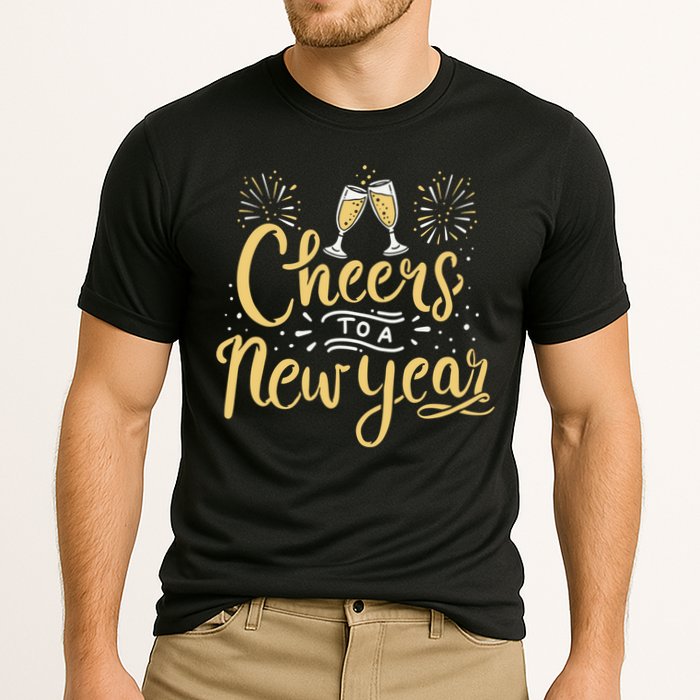 M156 Cheer To A New Year Funny Happy New Year Wine Party Gift Performance Shirt