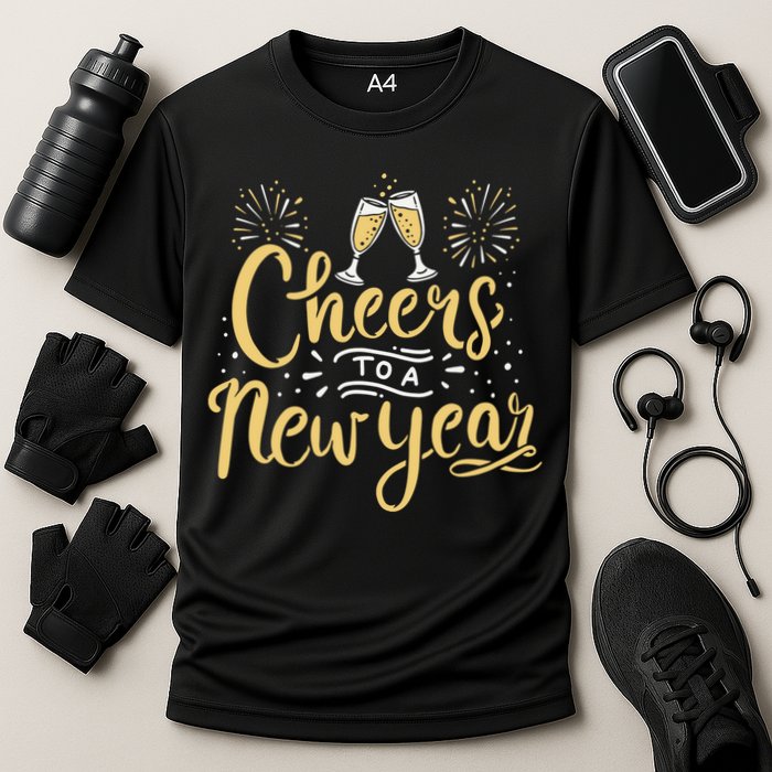 M156 Cheer To A New Year Funny Happy New Year Wine Party Gift Performance Shirt