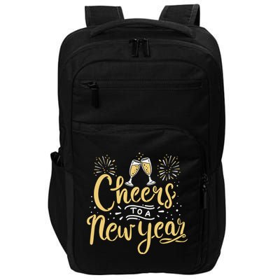 M156 Cheer To A New Year Funny Happy New Year Wine Party Gift Impact Tech Backpack