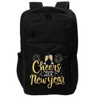 M156 Cheer To A New Year Funny Happy New Year Wine Party Gift Impact Tech Backpack