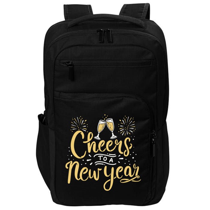 M156 Cheer To A New Year Funny Happy New Year Wine Party Gift Impact Tech Backpack