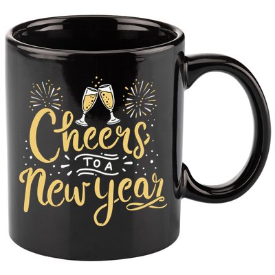 M156 Cheer To A New Year Funny Happy New Year Wine Party Gift 11oz C Handle Ceramic Mug