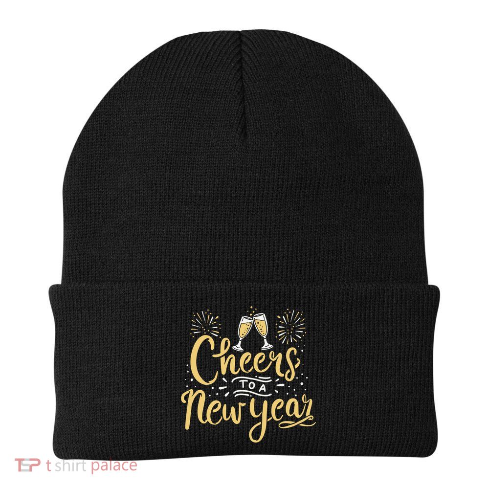 M156 Cheer To A New Year Funny Happy New Year Wine Party Gift Beanie