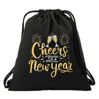 M156 Cheer To A New Year Funny Happy New Year Wine Party Gift Drawstring Bag