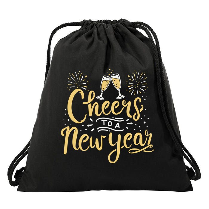 M156 Cheer To A New Year Funny Happy New Year Wine Party Gift Drawstring Bag